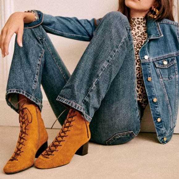 Sezane Sandy Suede Lace-Up Ankle Boots - Picture 10 of 10